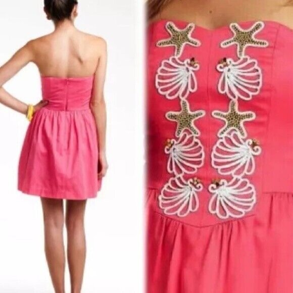 Lilly PULITZER Mayfield Pink Seeing Stars Strapless Fit Flare Dress - Picture 11 of 14